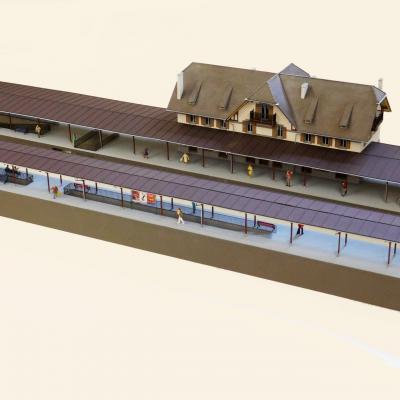 Gare de Puidoux-Chexbres complète avec marquise centrale (H0)